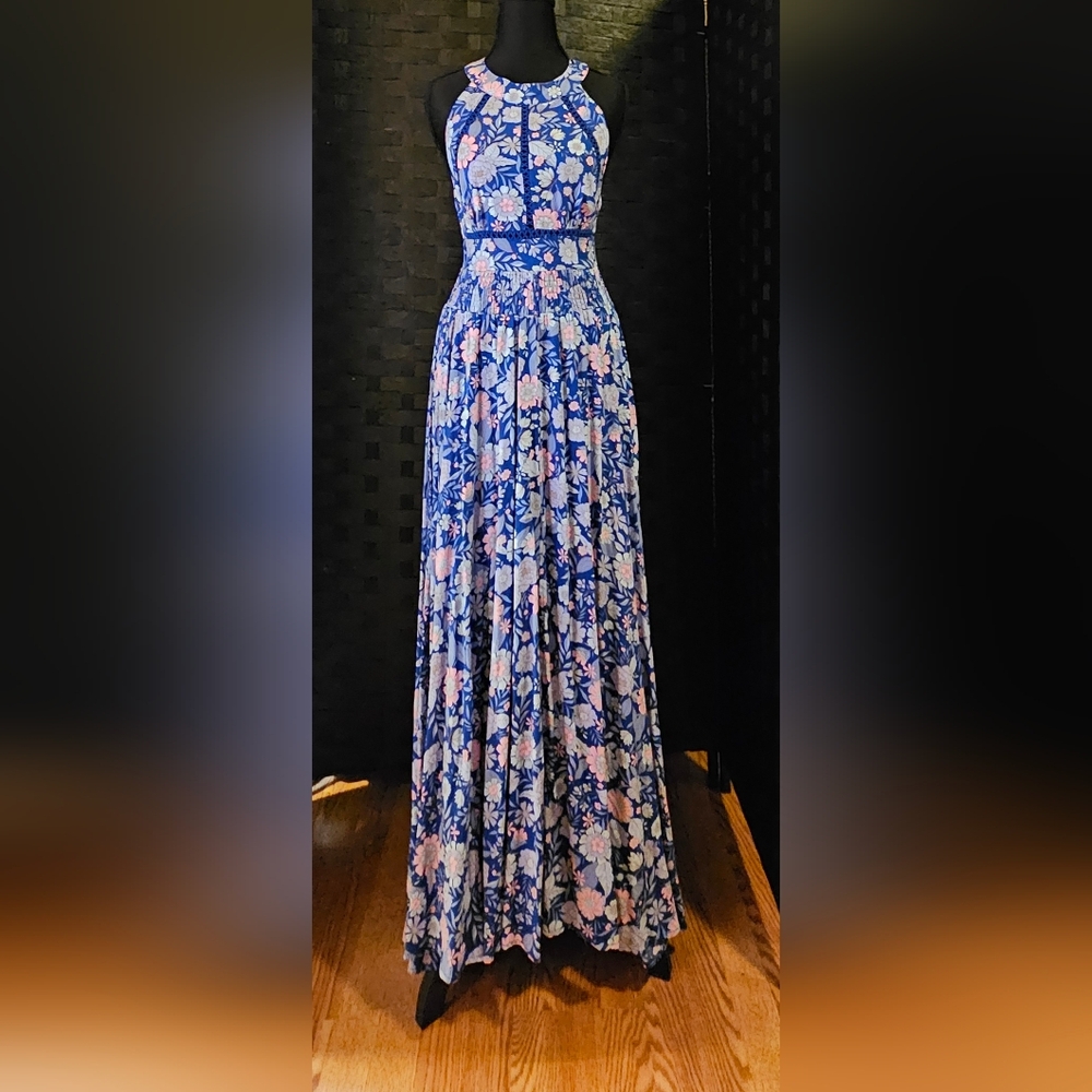 Abel The Label Floral Blue and Pink Maxi Dress